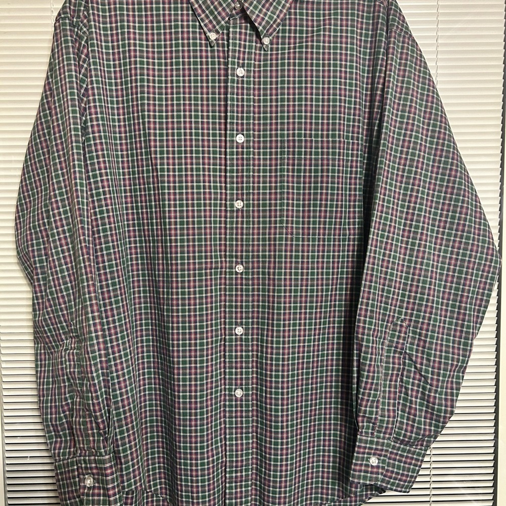 VTG L.L. Bean Cotton Plaid Casual Button Down Shirt, Men’s Size Large, Like New